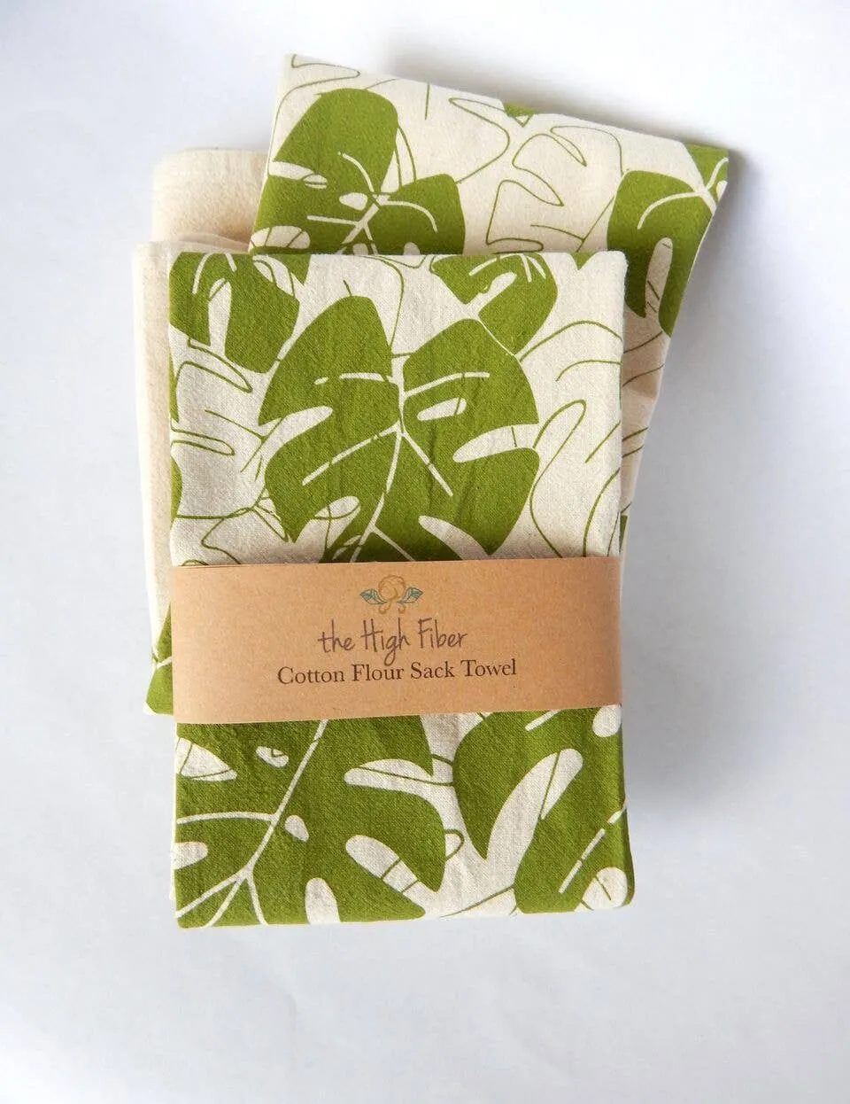 Hand Painted Monstera Kitchen Dish Towel