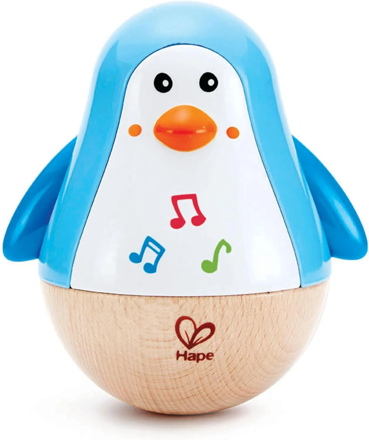 Hape Penguin Musical Wobbler | Colorful Wobbling Melody Penguin, Roly Poly Toy for Kids 6 Months , Multicolor, 5'' x 2'' (E0331)