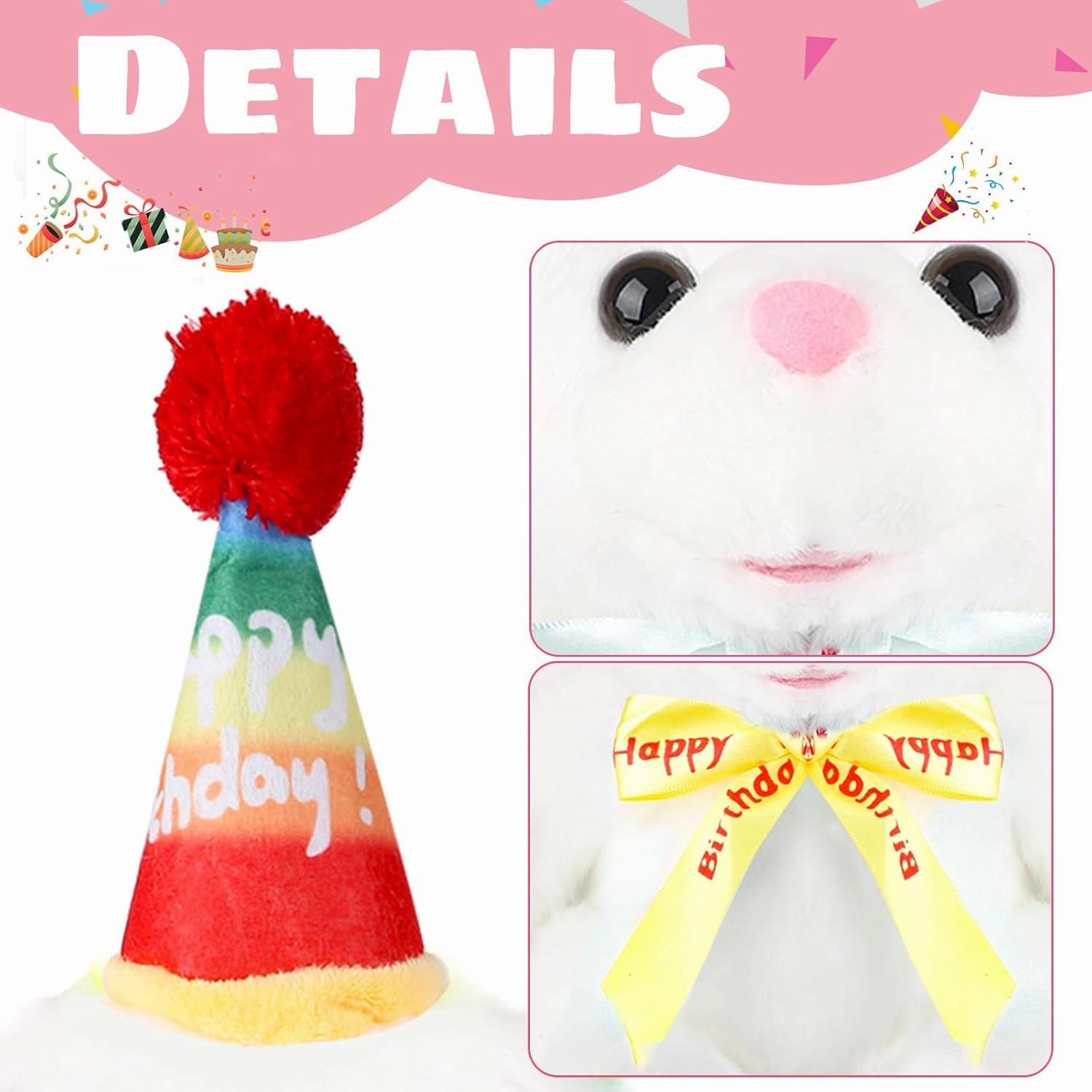 Happy Birthday Gifts Singing Teddy Bear Singing The Happy Birthday Song Plush Toy Musical Interactive Stuffed Animal Firtst Present Plush for Girls Boys 12" Yellow