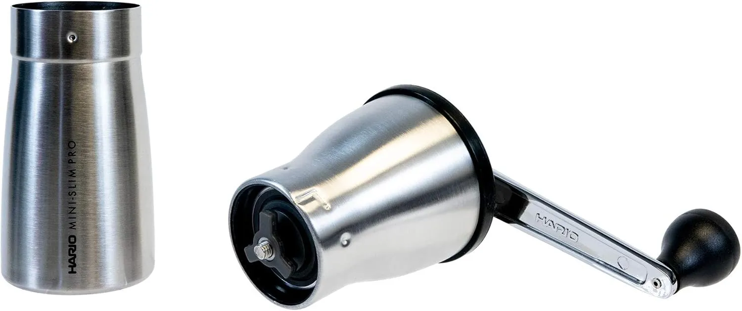 Hario "Mini-Slim Pro" Ceramic Coffee Mill, Silver