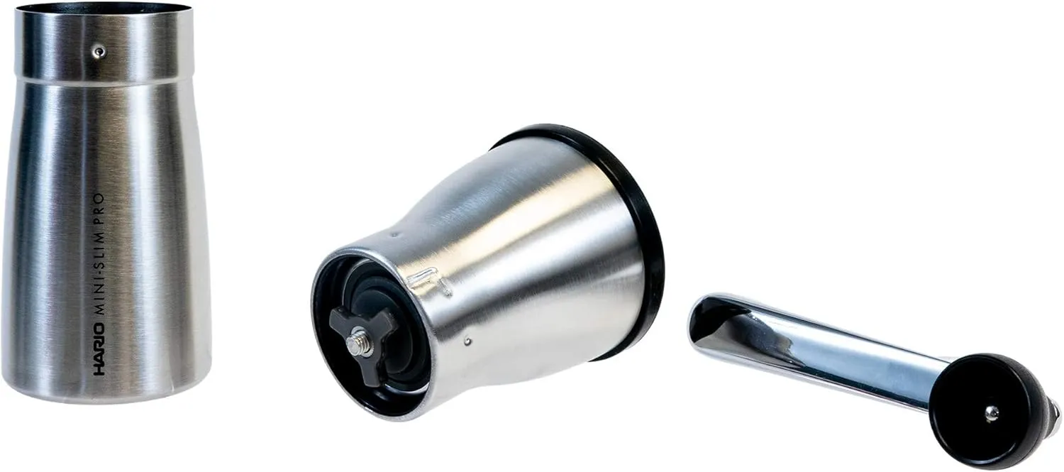 Hario "Mini-Slim Pro" Ceramic Coffee Mill, Silver
