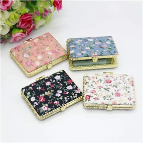 HASMI Vanity Mirror 4pc Mini Compact Pocket Vanity Mirror Portable Two-Side Folding Makeup Mirror Women Vintage Cosmetic Mirrors Household Cosmetic Mirror (Color : Square), yuqing2022