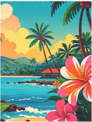 Hello Hawaii Building Block Puzzle Personalized Building Bricks for Adults Block Puzzle Building DIY Brick Block Puzzles Valentine's Day Gifts for Home Decor Brick Puzzle