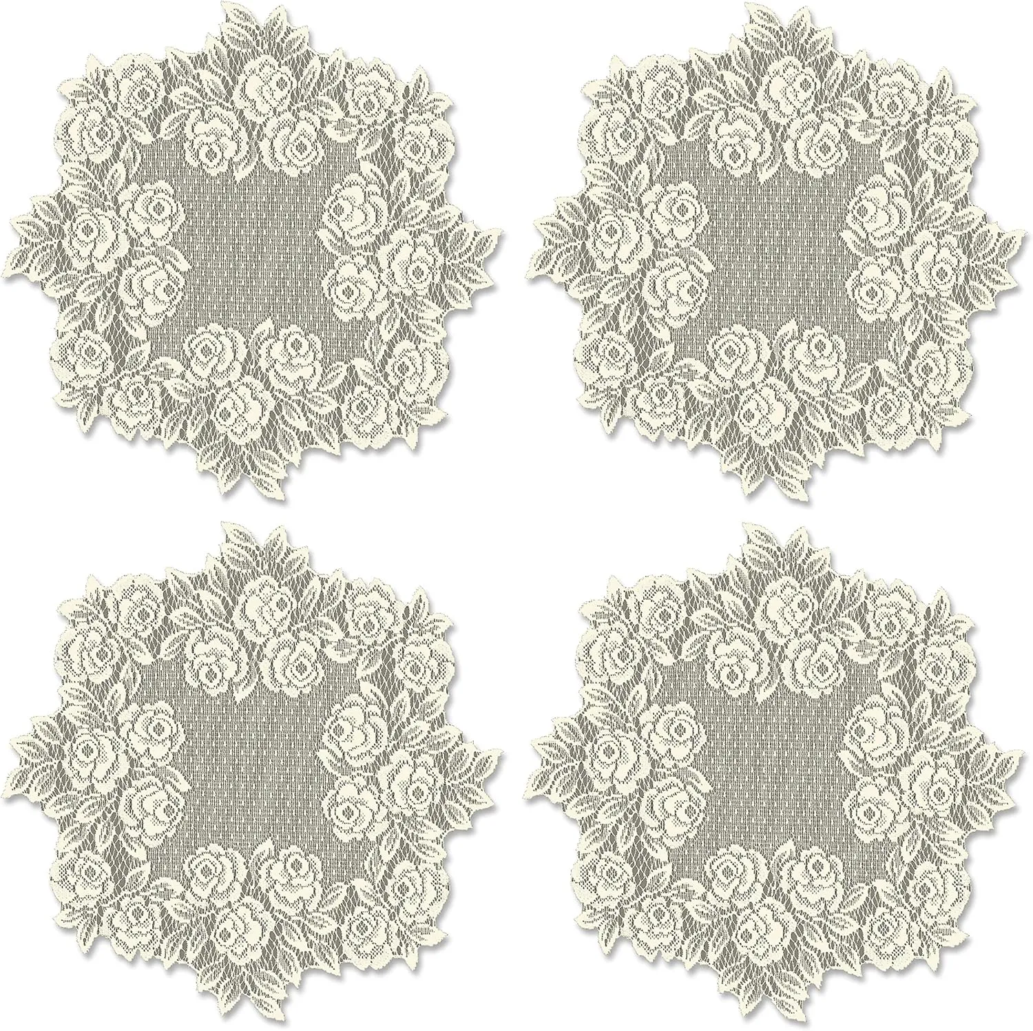 Heritage Lace Tea Rose Doily, 15", Ecru, 4 Count