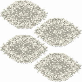 Heritage Lace Tea Rose Doily, 14" x 24", Ecru, 4 Count