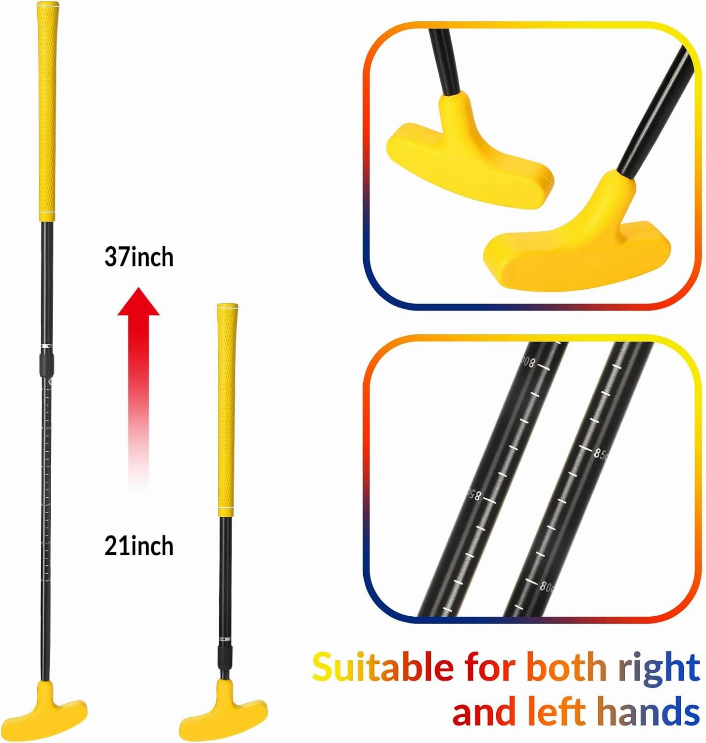 Hiboom 4 Pack Golf Putters for Men and Women Two Way Mini Golf Putter with 4 Balls Adjustable Length Kids Putter Bulk Right or Left Handed Golfers for Children Teenager Junior