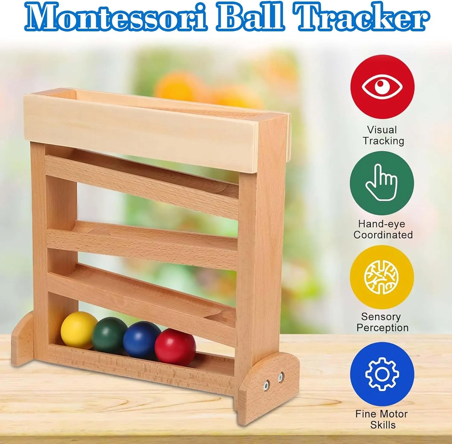 Hidoggy Montessori Ball Tracker Wooden Ball Drop Toy Cause & Effect Game Montessori Wooden Toy for Toddlers 1 2 3 Year Old Baby Boy Girl Birthday Gift