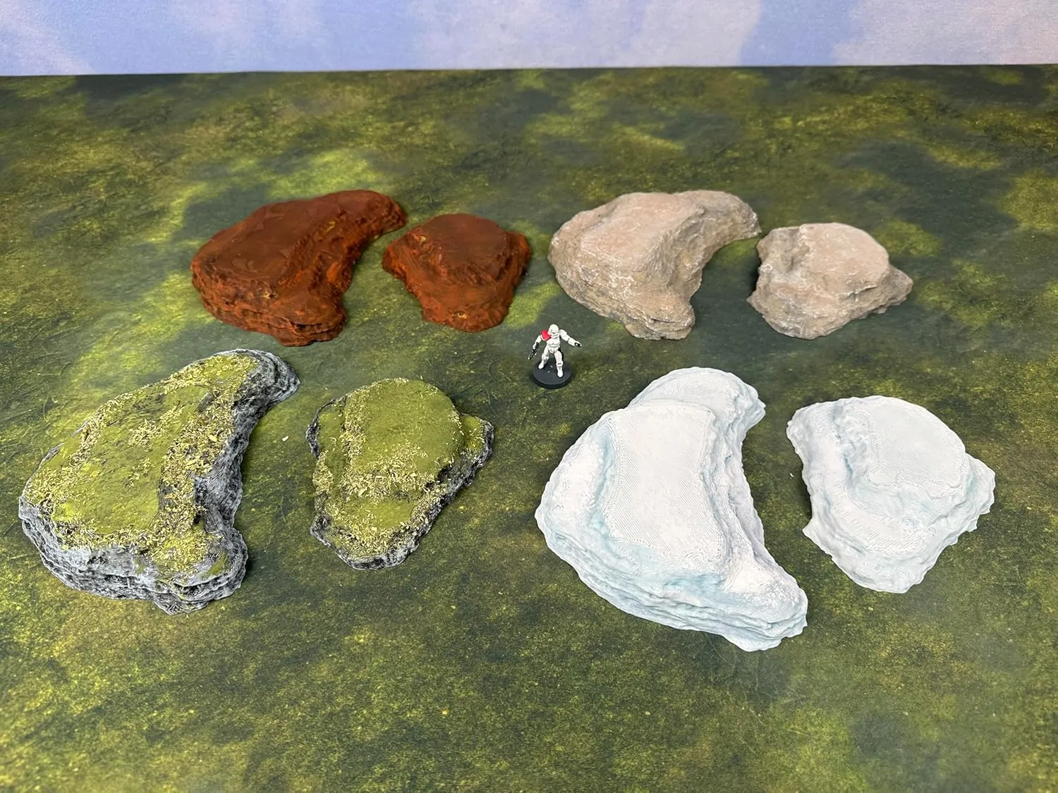 Hill Set A - Miniature Tabletop Wargaming Terrain (Painted) (Snow)