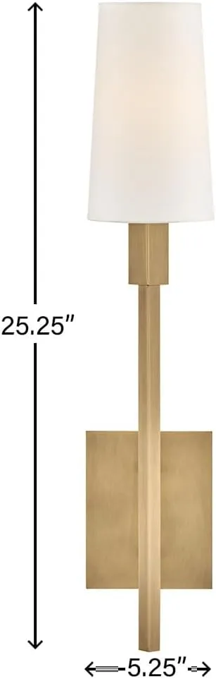 Hinkley Fenwick Large Single Light Wall Sconce - Ideal for Vintage Filament Bulbs, Natural Paper Shade w/Topstitched Detailing - Heritage Brass Finish