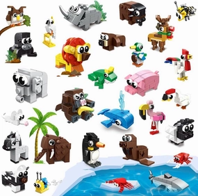 HOGOKIDS 30 Packs Party Favors for Kids - 867PCS Animals Building Blocks Sets for Classroom Prizes Goodie Bag Fillers Stocking Stuffers Birthday Valentines Easter Gifts for Kids Boys Girls 6 