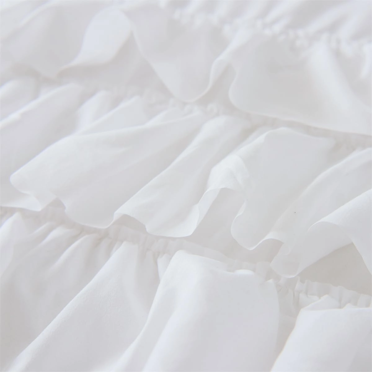 Holawakaka White Waterfall Ruffle Comforter Set Twin Size Multi-Layers Ruffled Shabby Chic 3PCS Bedding Set for Girls Women