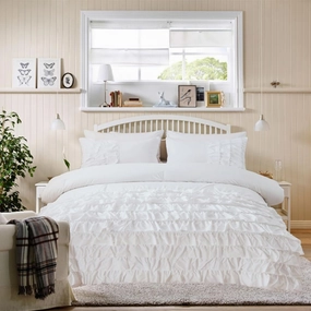 Holawakaka White Waterfall Ruffle Comforter Set Twin Size Multi-Layers Ruffled Shabby Chic 3PCS Bedding Set for Girls Women
