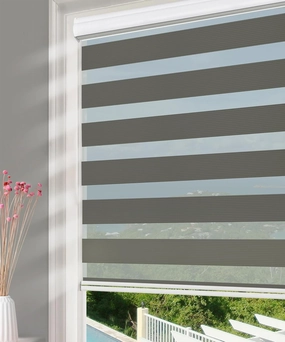 Homebox Mini Blinds, Zebra Window Shades Blinds Light Filtering Sheer Privacy Light Control 24 Inch Wide Blinds for Kitchen Bathroom, 24" W x 72" H Dark Gray