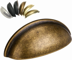 HOMOTEK 15 Pack Drawer Bin Cup Pulls Dresser Pulls for Cabinets Brass Bronze - 3 Inch Hole Centers Furniture Handles,Kitchen Cabinet Hardware