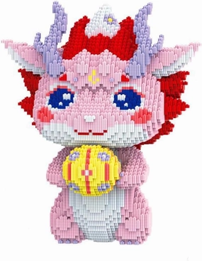 HONLANCH Animal Pink Dragon Micro Building Blocks Set（13500PCS 40cm High Series） Gift for Adults and Kids