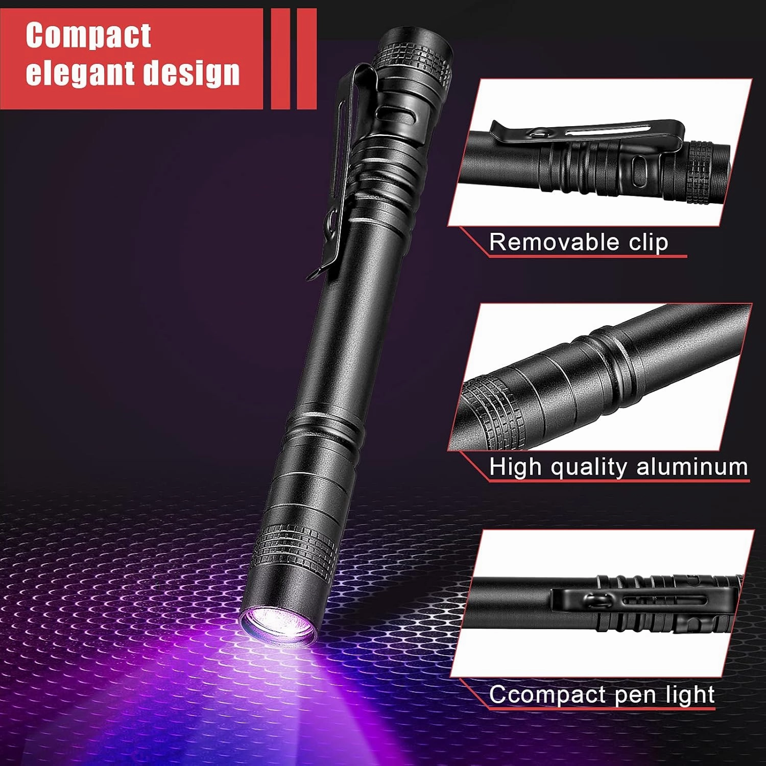 Honoson 10 Pieces UV Black Light Flashlight Small Blacklight Flashlights Pen Lights for Leak, Pet Urine, Hotel Inspection, Dry Stain and Dye Detector, 5.2 Inches Long