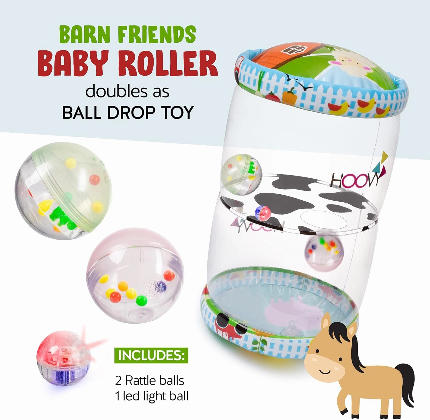 Hoovy Infant Crawling Toys | Toys for Crawling Babies | Crawling Toys for Babies 6-12 Months | Beginner Crawl Along Baby Roller | Drop Maze Tummy Time Activity Center | Early Development Jumbo Roller