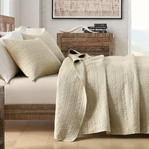 HORIMOTE HOME Quilt Set Queen Size Brich Beige, Classic Geometric Spots Stitched Pattern Stone-Washed Microfiber Chic Rustic Look, Soft Lightweight Quilted Bedding Set for All Season, 3 Pieces