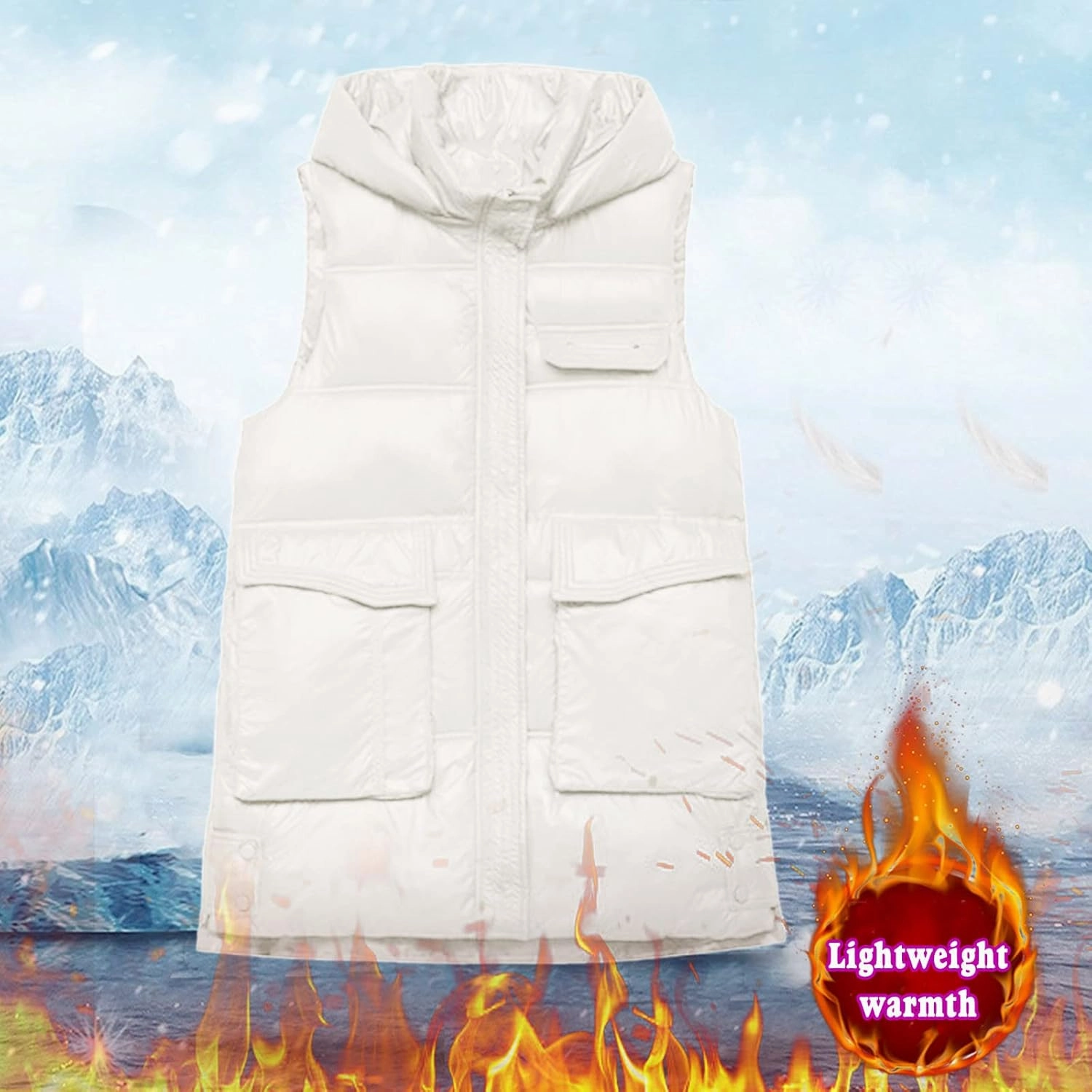 Hot Down Womens Vest Women Quilted Sleeveless Jacket Vest Hooded Thick Long Coat Winter Warm Womens Winter Jacket