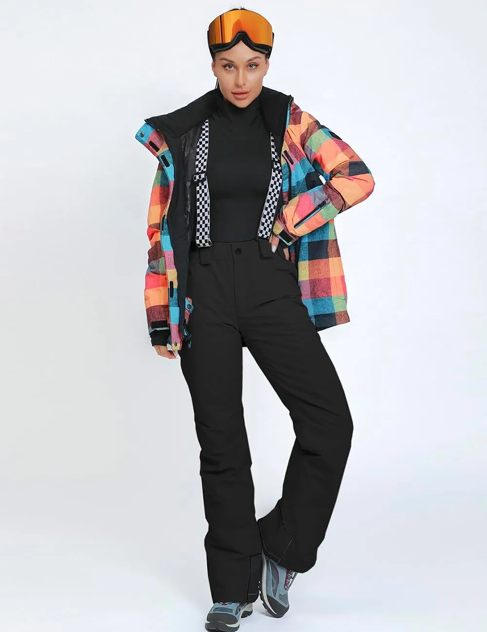 HOTIAN Ski jacket Snowboard Jacket Womens High Windproof Colorful Snow Jacket Pants Set