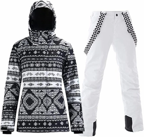 HOTIAN Ski jacket Snowboard Jacket Womens High Windproof Colorful Snow Jacket Pants Set