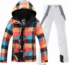 HOTIAN Ski jacket Snowboard Jacket Womens High Windproof Colorful Snow Jacket Pants Set