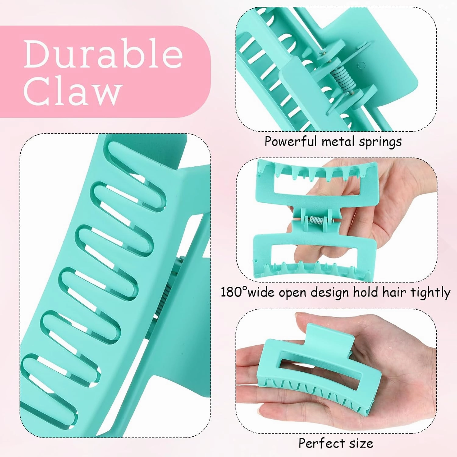 Hotop 50 Pcs Cute Hair Claw Clips Set Nonslip Square Clips Colorful Rectangle Hair Accessories for Women(3.4 Inch,Vibrant Color)