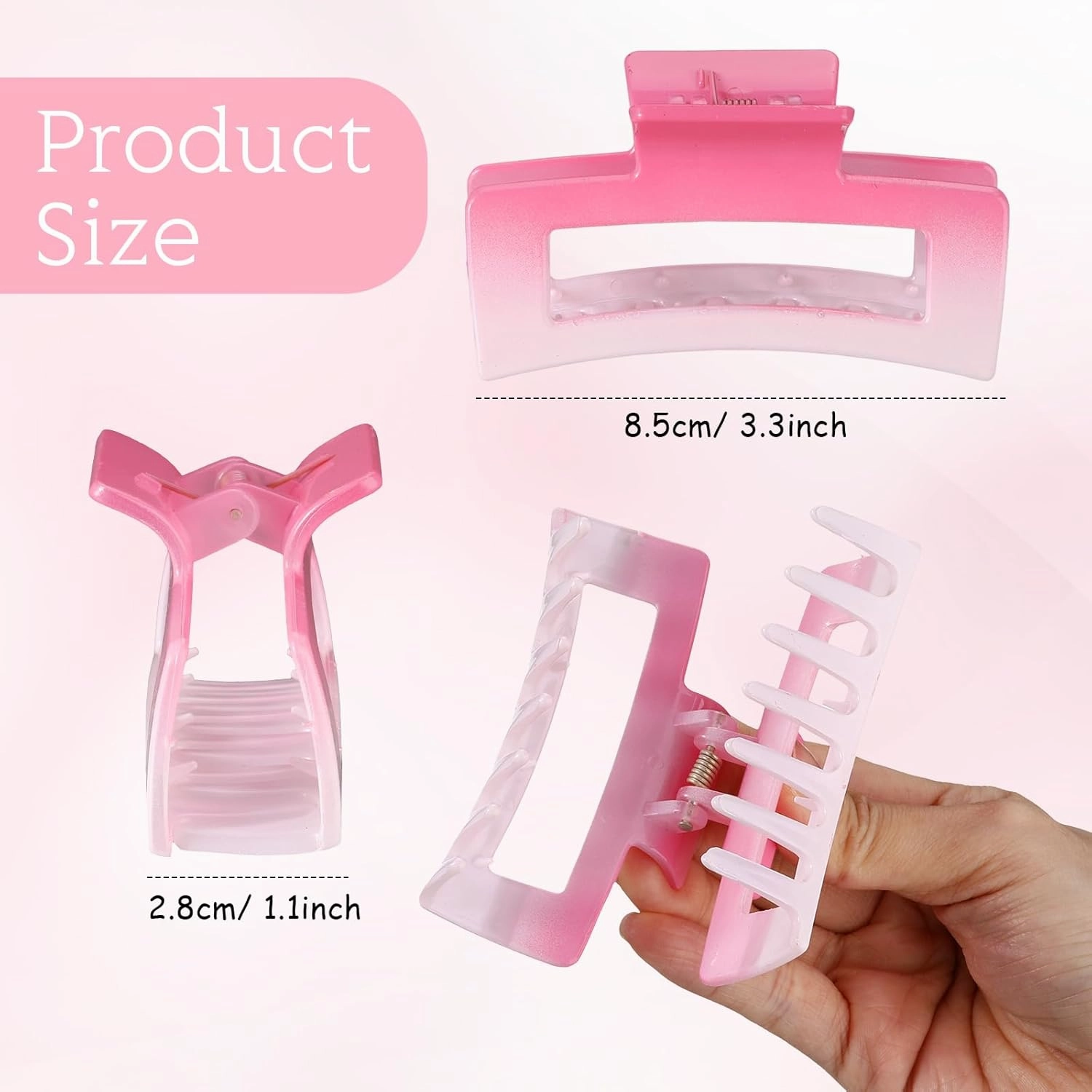 Hotop 50 Pcs Cute Hair Claw Clips Set Nonslip Square Clips Colorful Rectangle Hair Accessories for Women(3.4 Inch,Vibrant Color)