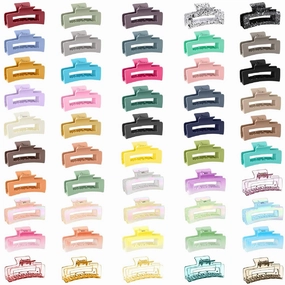 Hotop 50 Pcs Cute Hair Claw Clips Set Nonslip Square Clips Colorful Rectangle Hair Accessories for Women(3.4 Inch,Vibrant Color)