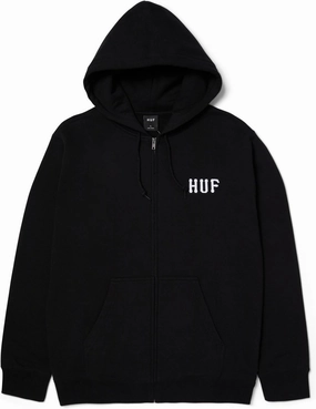 HUF Set Men's Classic Logo Full Zip Hoodie – Zip Up Hoodie Inspired by Skate Culture and Streetwear Heritage