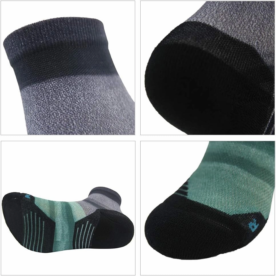 HUSO Mens Womens Quick Dry Striped Print Running Hiking Athletic Quarter Ankle Socks 3, 4, 6 Pairs