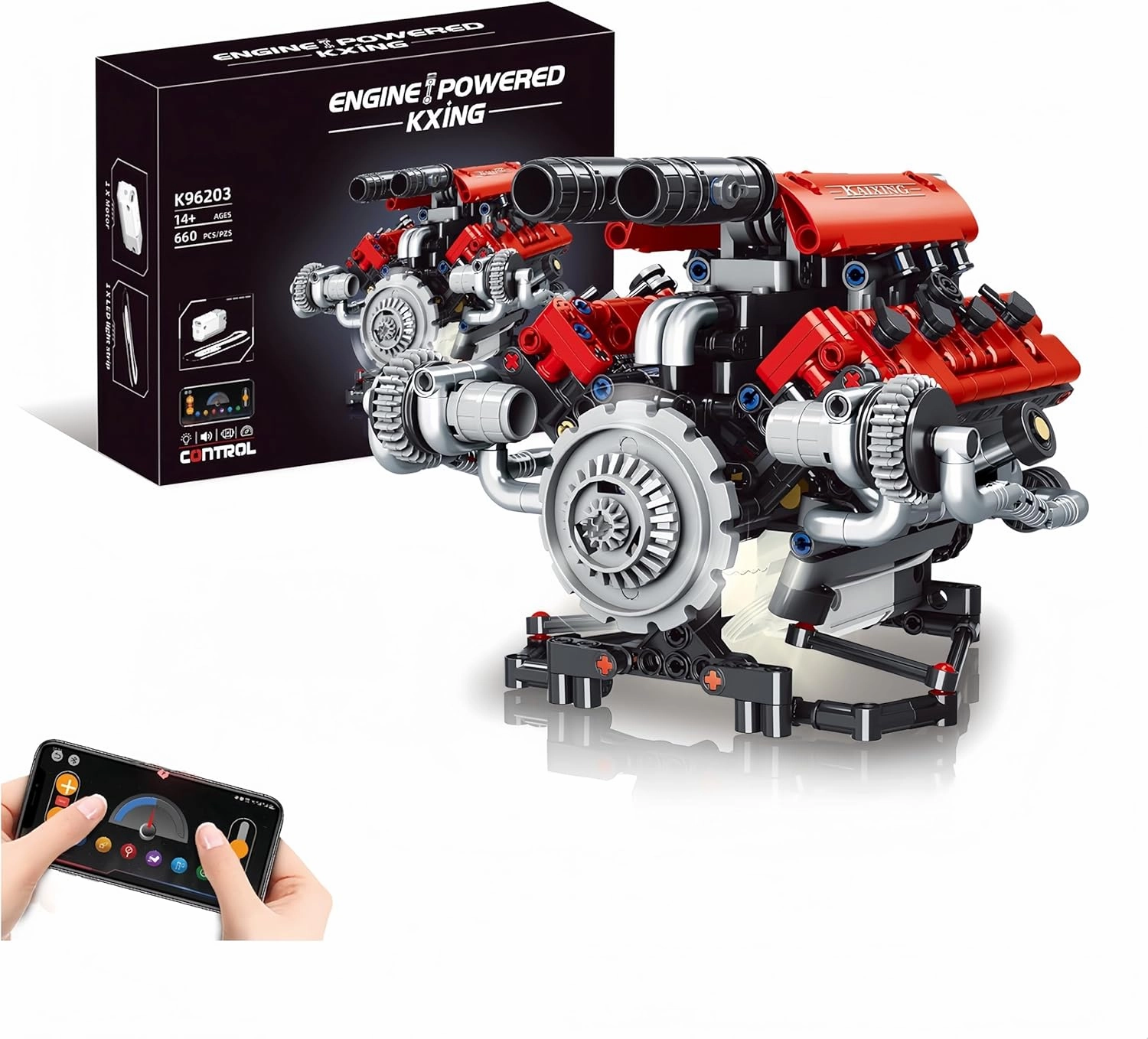 Ideas V8 Engine Model Kit, Build Your Own Mini Engine That Works - DIY STEM Mechanic Engineering Construction for Kids/Teens, Hobby STEM Building Project for Adults (660 PCS)