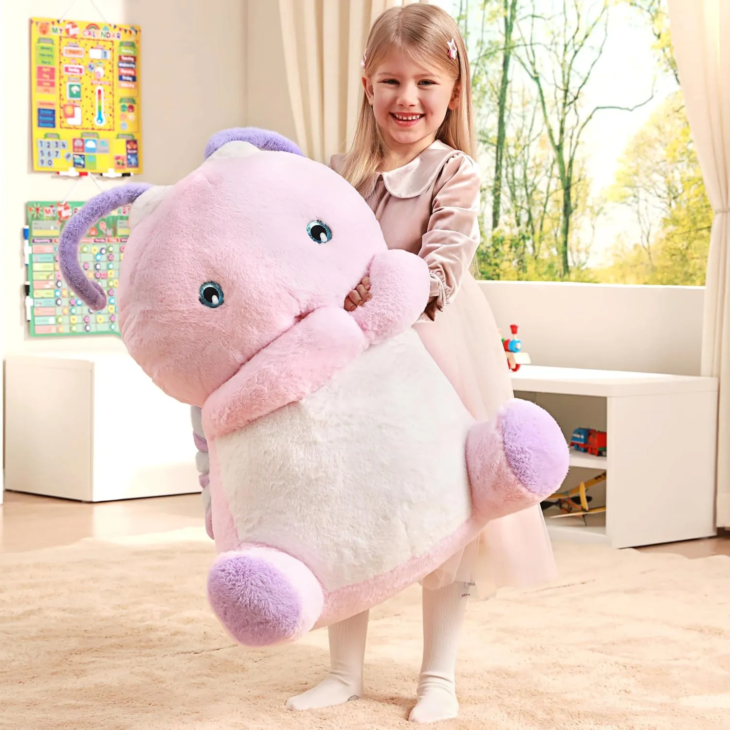 IKASA Giant Butterfly Stuffed Animal Plush Toy,Big Large Jumbo Soft Toys,29" Cute Huge Size Fluffy Plushy Fat Plushie,Gifts for Kids