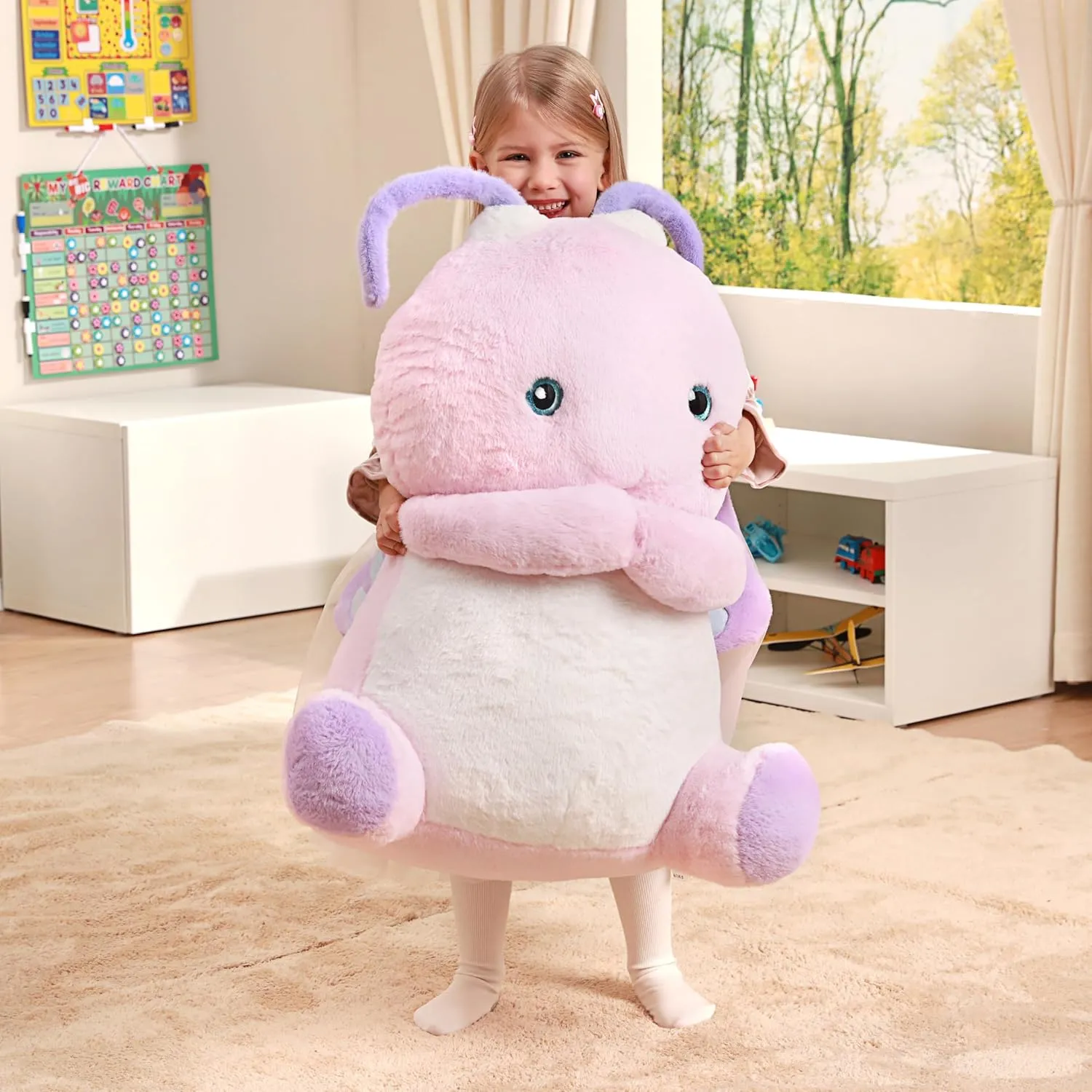 IKASA Giant Butterfly Stuffed Animal Plush Toy,Big Large Jumbo Soft Toys,29" Cute Huge Size Fluffy Plushy Fat Plushie,Gifts for Kids