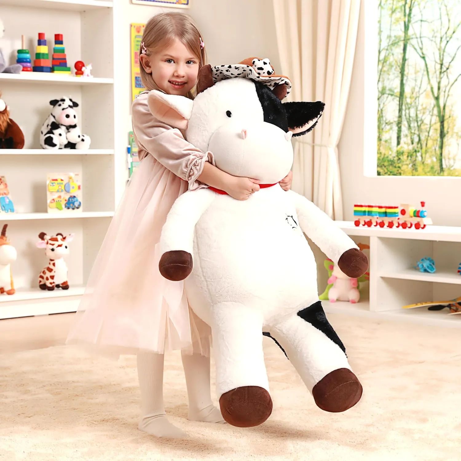 IKASA Giant Cow Stuffed Animal Plush Toy,30" Big Large Jumbo Soft Toys,Cute Huge Size Fat Fluffy Plushy Plushie,Gifts for Kids