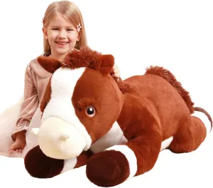 IKASA Giant Horse Stuffed Animal Plush Toy,Large Big Jumbo Soft Toys,33.5" Huge Size Cute Plushy Fluffy Fat Oversized Plushie,Gifts for Kids Girls