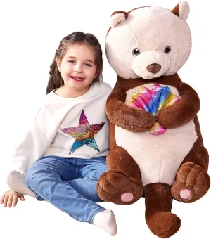 IKASA Large Sea Otter Stuffed Animal Plush Toy,30" Giant Cute Jumbo Soft Toys,Huge Big Size Fluffy Plushy Fat Oversized Plushie,Gifts for Kids