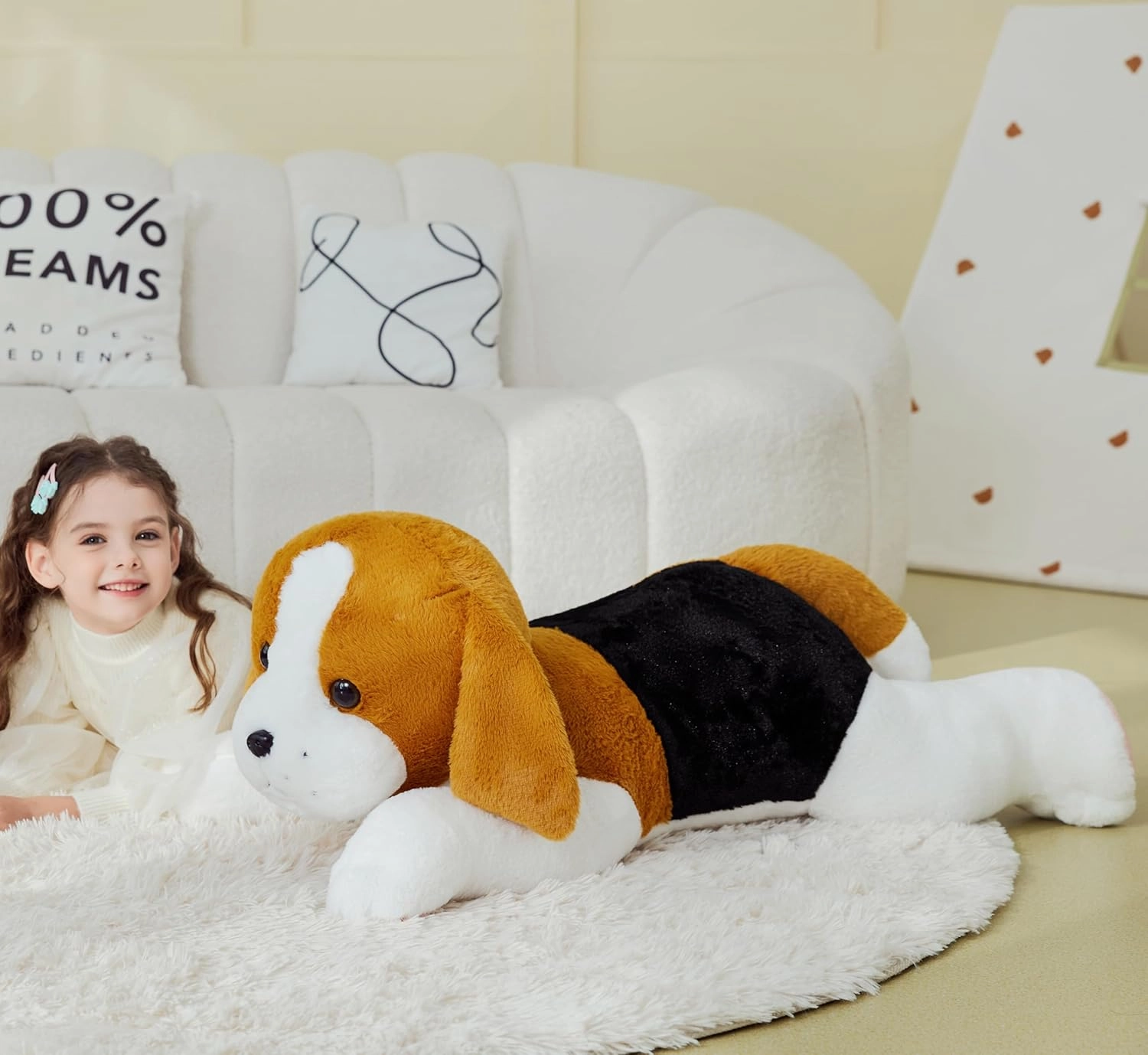 IKASA Giant Beagle Dog Stuffed Animal Plush Toy,Large Puppy Big Jumbo Soft Toys,30" Huge Size Cute Plushy Fluffy Fat Plushie,Gifts for Kids Girls