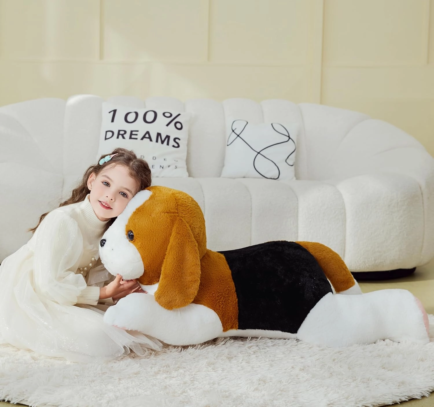 IKASA Giant Beagle Dog Stuffed Animal Plush Toy,Large Puppy Big Jumbo Soft Toys,30" Huge Size Cute Plushy Fluffy Fat Plushie,Gifts for Kids Girls