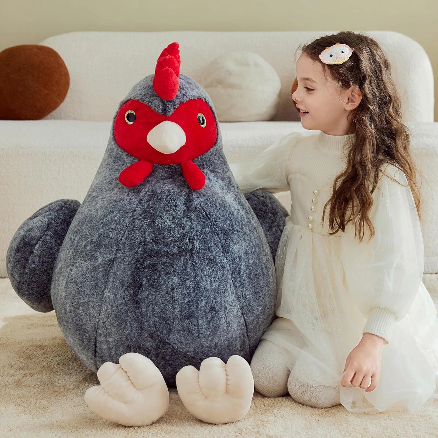 IKASA Giant Chicken Stuffed Animal Plush Toy,Big Large Jumbo Soft Toys,25.5" Cute Huge Size Fluffy Plushy Oversized Fat Plushie,Gifts for Kids