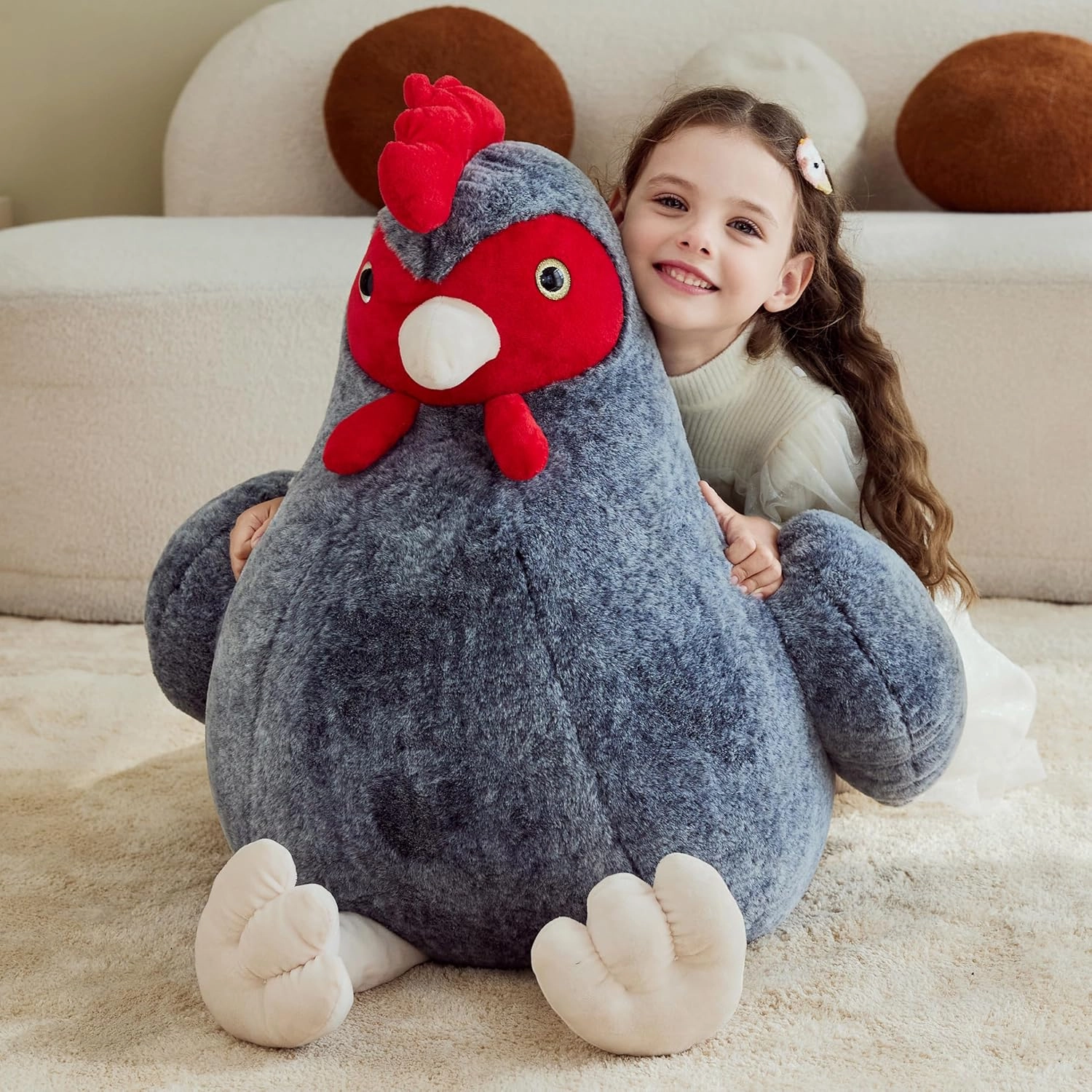 IKASA Giant Chicken Stuffed Animal Plush Toy,Big Large Jumbo Soft Toys,25.5" Cute Huge Size Fluffy Plushy Oversized Fat Plushie,Gifts for Kids