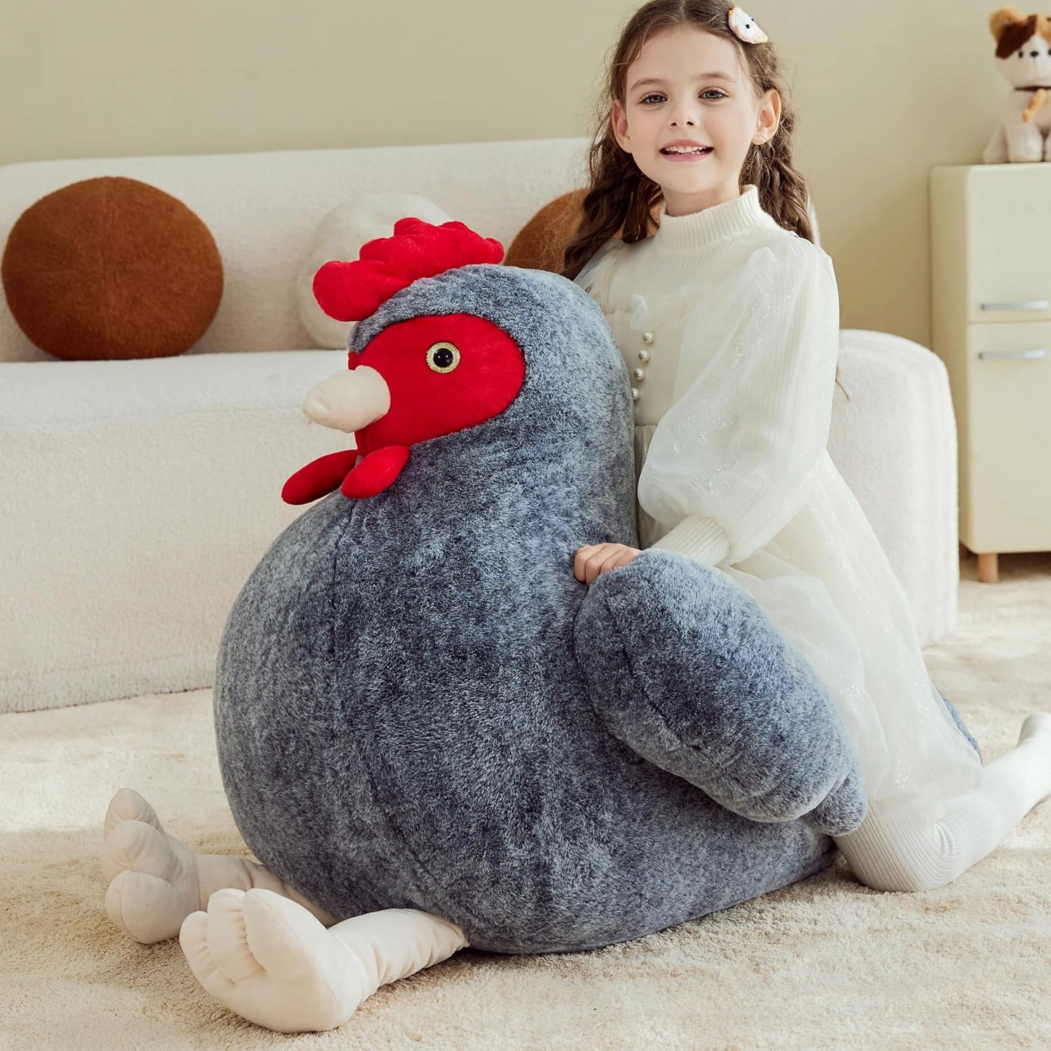 IKASA Giant Chicken Stuffed Animal Plush Toy,Big Large Jumbo Soft Toys,25.5" Cute Huge Size Fluffy Plushy Oversized Fat Plushie,Gifts for Kids