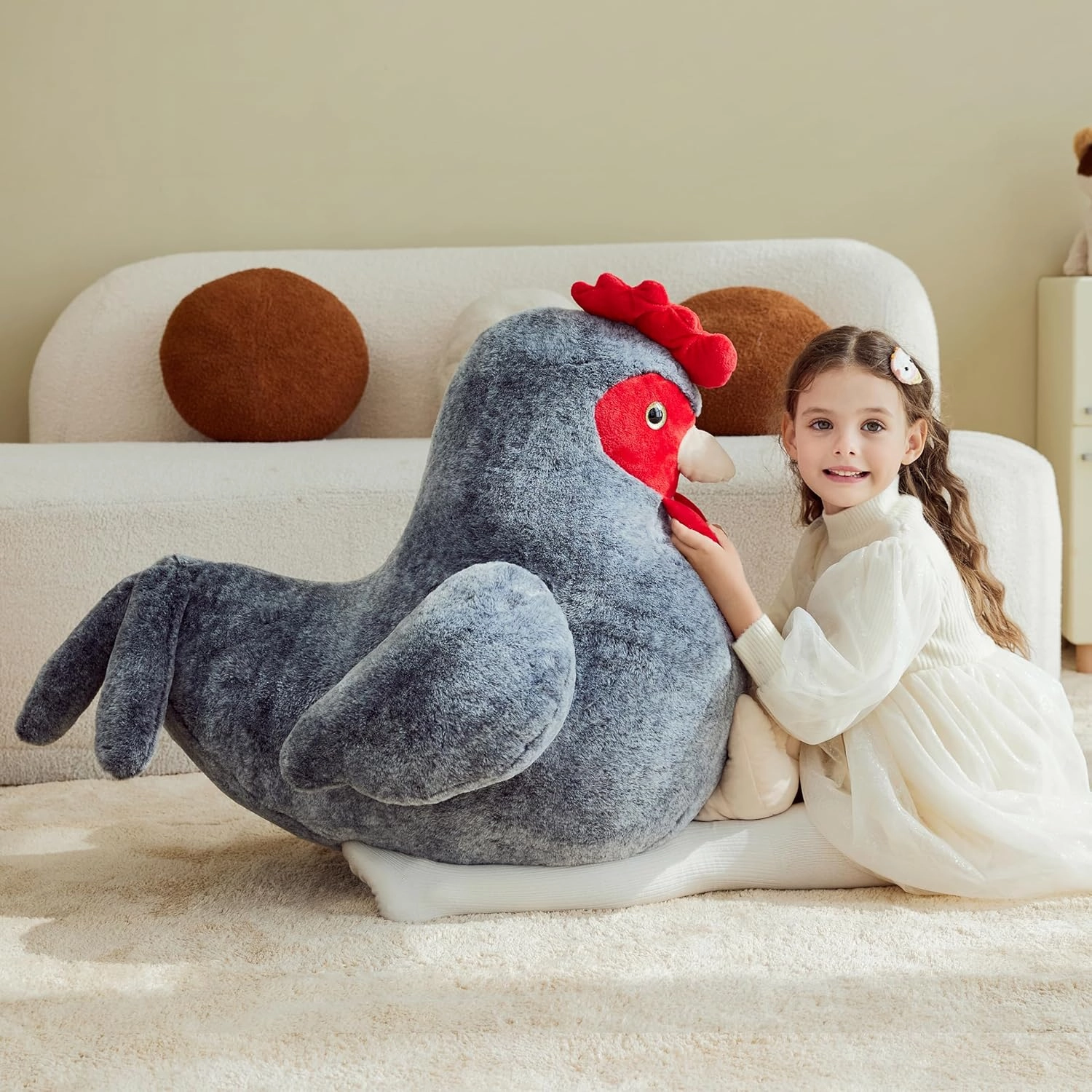 IKASA Giant Chicken Stuffed Animal Plush Toy,Big Large Jumbo Soft Toys,25.5" Cute Huge Size Fluffy Plushy Oversized Fat Plushie,Gifts for Kids