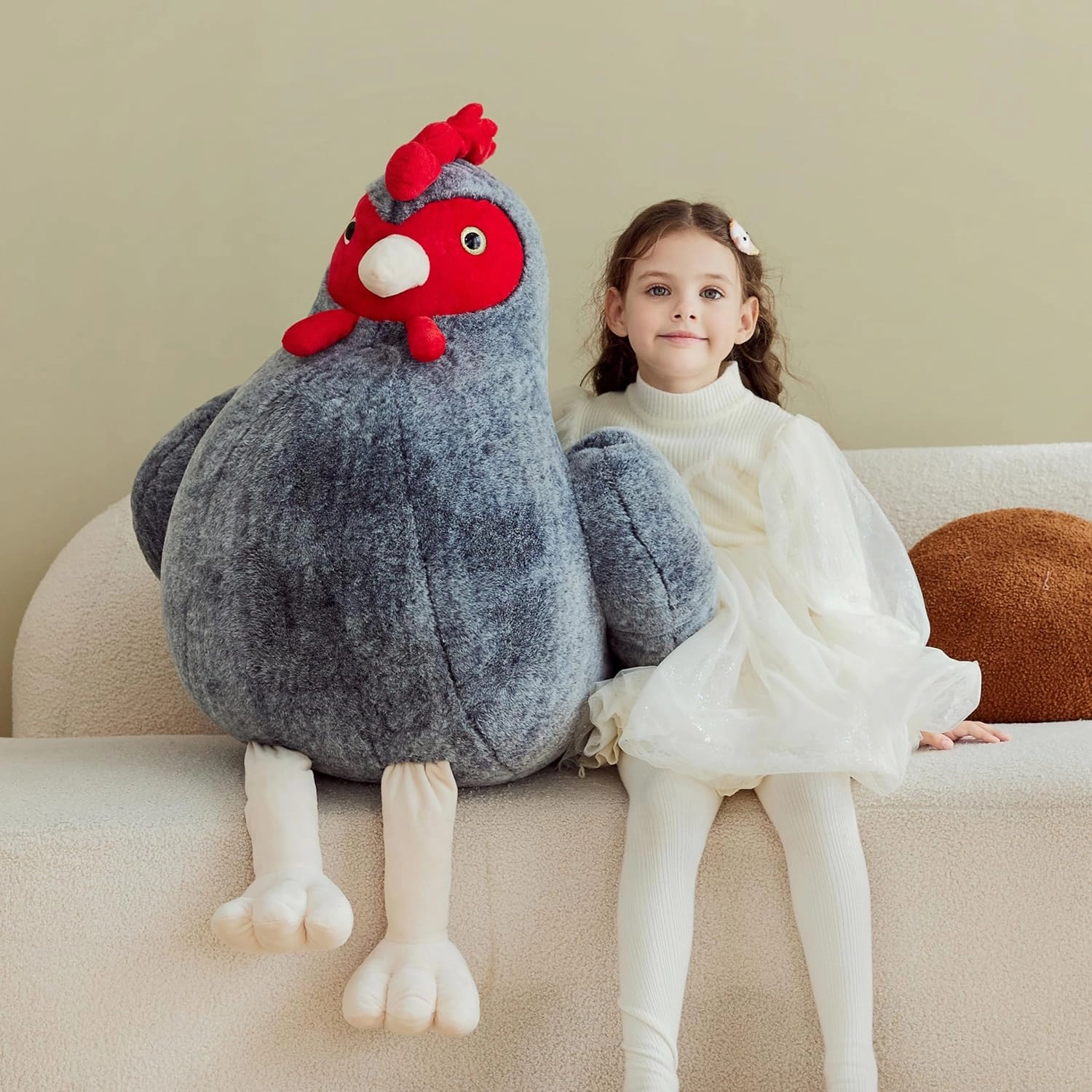 IKASA Giant Chicken Stuffed Animal Plush Toy,Big Large Jumbo Soft Toys,25.5" Cute Huge Size Fluffy Plushy Oversized Fat Plushie,Gifts for Kids
