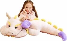 IKASA Giant Dragon Stuffed Animal Plush Toy,Large Dinosaur Big Jumbo Soft Toys,Huge Size Cute Plushy Fluffy Fat Oversized Plushie,Gifts for Kids Girls Boys Girlfriend (White, 30 Inches)