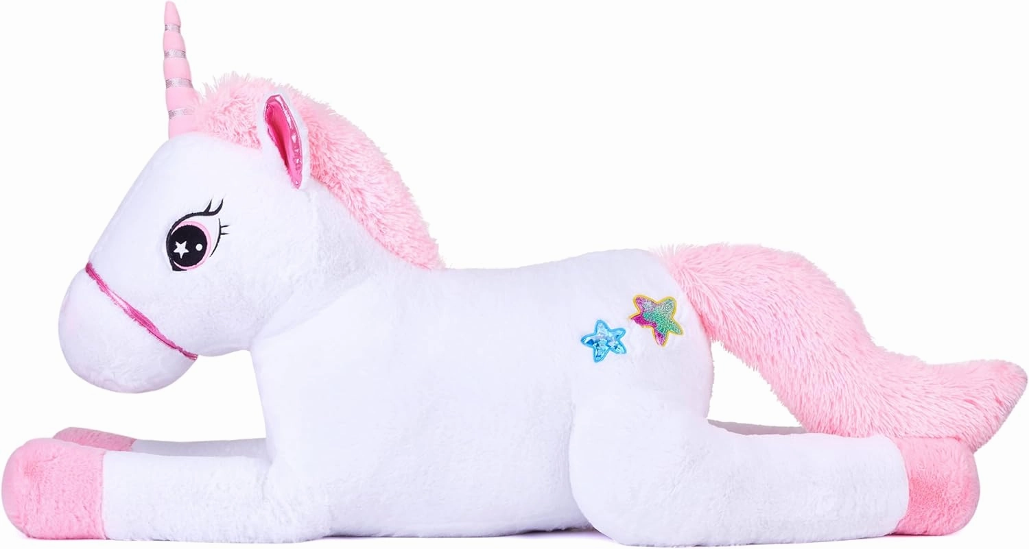 IKASA Giant Unicorn Stuffed Animal Plush Toy,Large Cute Jumbo Soft Toys,Huge Big Size Plushy Fluffy Fat Oversized Plushie,Gifts for Kids Girls Boys Girlfriend (White, 43 inches)