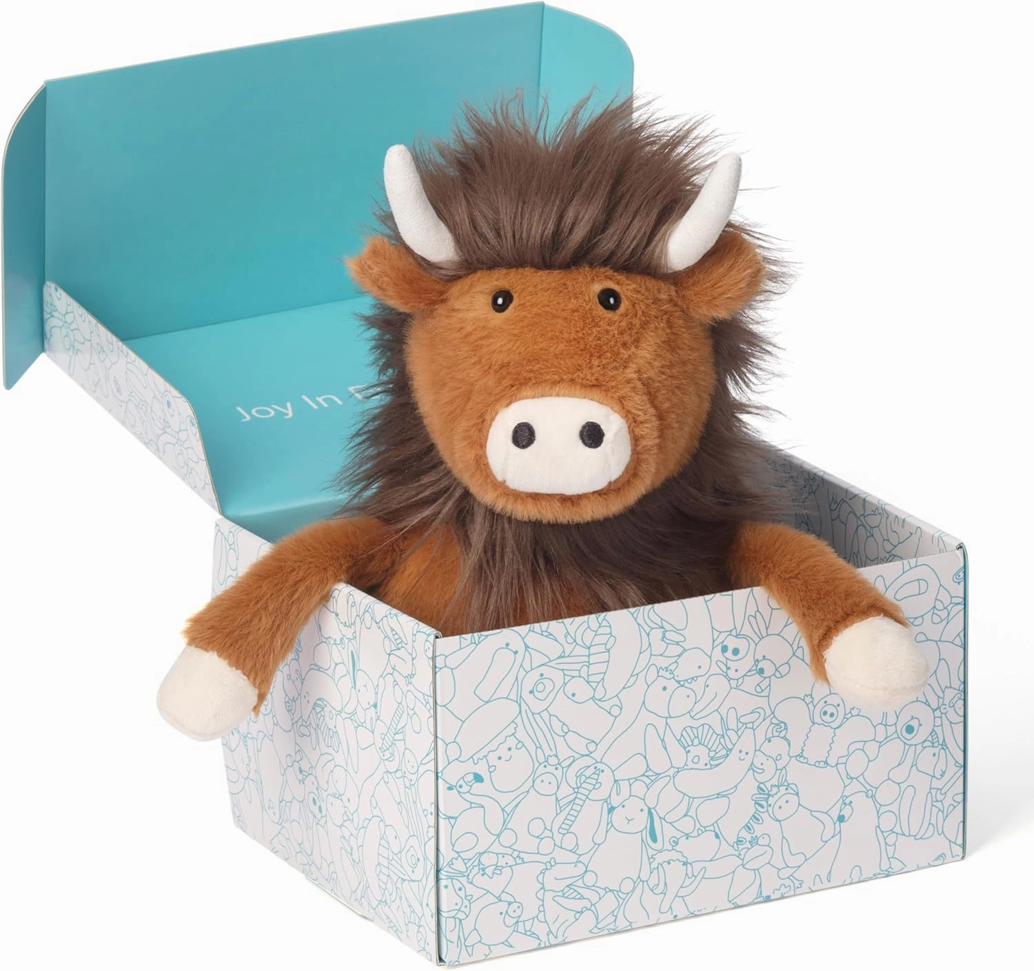 IKASA Highland Cow Stuffed Animals Plush Toys,Cuddly 15.5" Cute Plushie Soft Small Plushy Fluffy Toy, Gifts for Family Kids Girls Boys Children