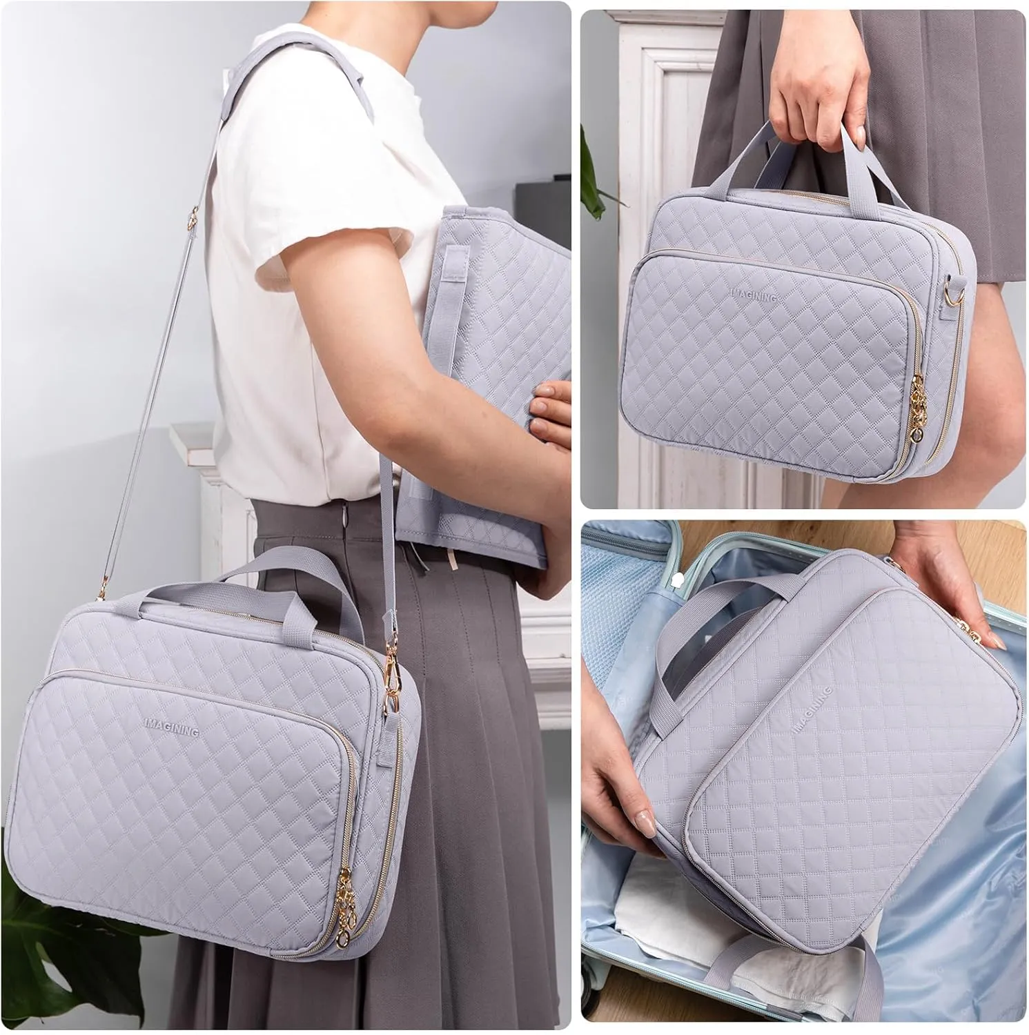 IMAGINING Large Case with Cover for Women - Carrying Case with Shoulder Strap - Bag Packed in Gift Box - Carrier with Pockets for Study Suppliers - Gift for Girls
