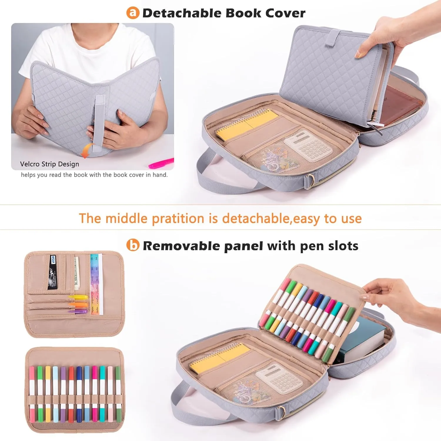 IMAGINING Large Case with Cover for Women - Carrying Case with Shoulder Strap - Bag Packed in Gift Box - Carrier with Pockets for Study Suppliers - Gift for Girls
