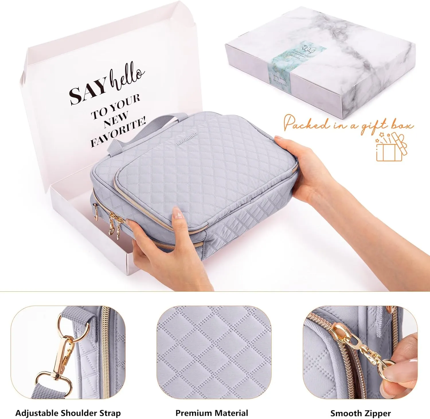 IMAGINING Large Case with Cover for Women - Carrying Case with Shoulder Strap - Bag Packed in Gift Box - Carrier with Pockets for Study Suppliers - Gift for Girls